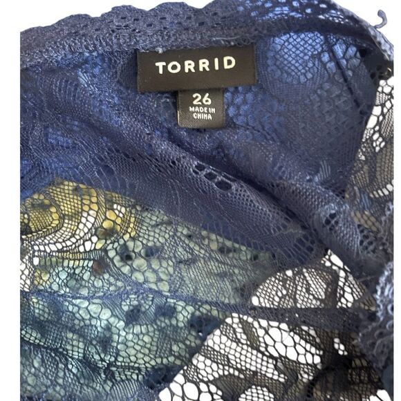 Torrid Plus Size Blue Lace Yoke Midi Dress Size 26 - Picture 5 of 5